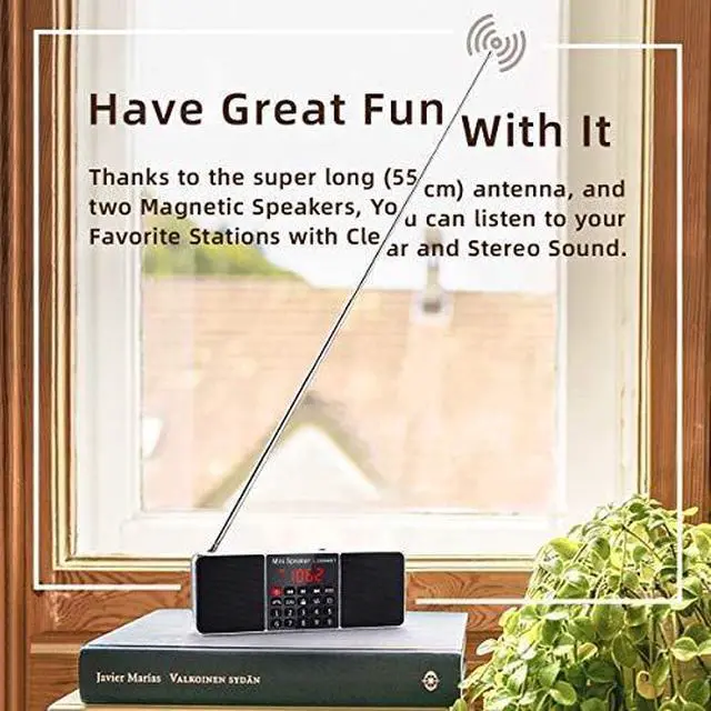 Alt view image 3 of 7 - J-288 Portable Radio AM FM Radio, Stereo Bluetooth Speaker | Sleep Timer, Power-Saving Display, Ultra-Long Antenna, AUX Input & USB Disk & TF Card MP3 Player, NO Manual Preset
