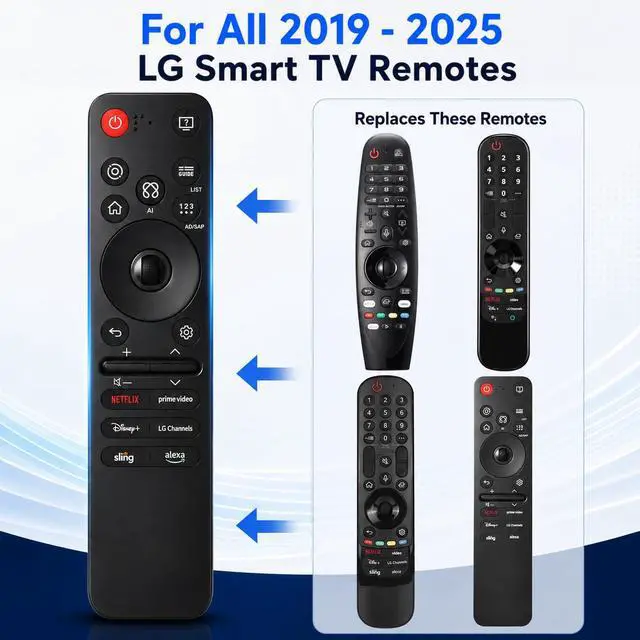 Alt view image 2 of 7 - Replacement for LG TV Remote, for LG Remote Control for Smart TV with Voice and Pointer, Magic Remote for 2019-2025 OLED QNED NanoCell UHD 4K 8K LG TVs