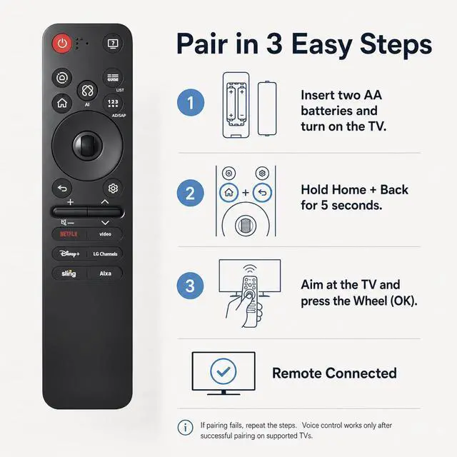 Alt view image 6 of 7 - Replacement for LG TV Remote, for LG Remote Control for Smart TV with Voice and Pointer, Magic Remote for 2019-2025 OLED QNED NanoCell UHD 4K 8K LG TVs