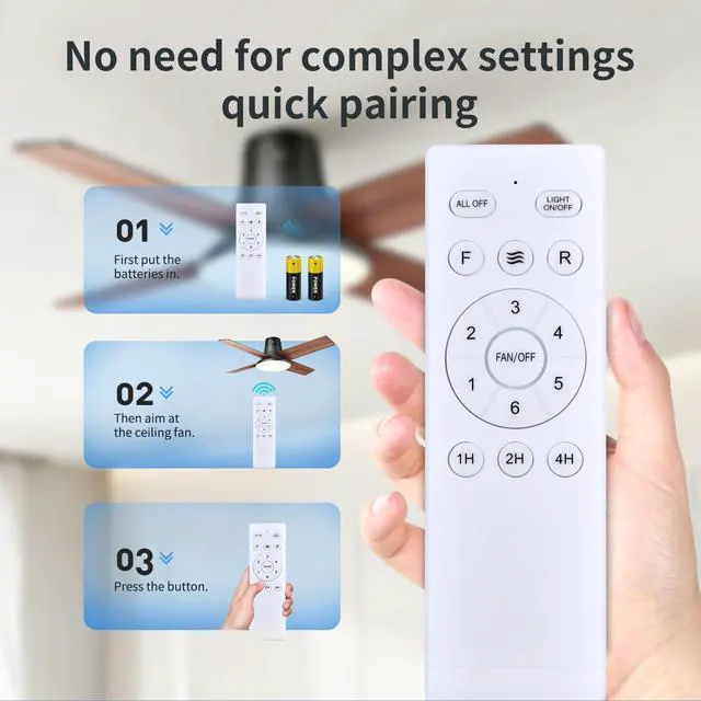 Alt view image 4 of 7 - Replacement Remote Control for Fanbulous SHIHOT LEDIARY (16"/23") Ceiling Fan Compatible with F-HL52BK-1D03 F-LY46BK-1X01 F-SN56XX-1X0X F-TY52BK-1D01 with Light ON/Off