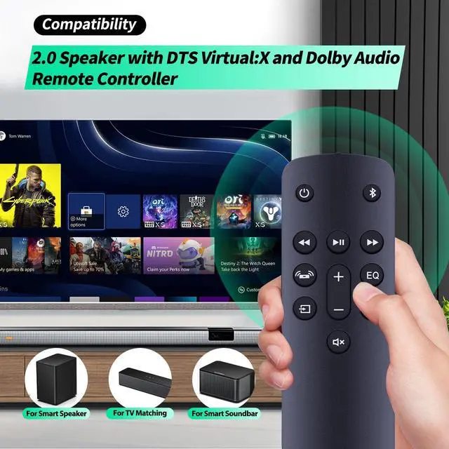Alt view image 2 of 7 - New Remote Control Replacement for AMZ Fir-e TV Soundbar 2.0 Speaker with DTS Virtual:X and Dolby Audio Remote Controller