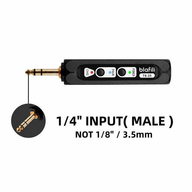 Alt view image 4 of 7 - T6.35 Bluetooth Audio Transmitter with 1/4" Input for Mixers | Sends audio to 2 Bluetooth speakers or receivers, not for live performance, monitoring, bass/guitar practice, or recording