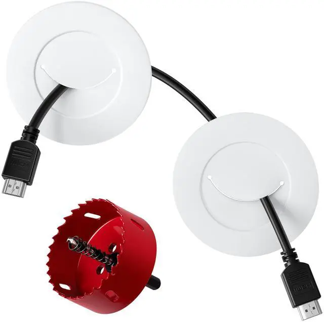 Main image of in-Wall Cable Management Kit for TV, White TV Cord Hider for Wall Mounted TV, Behind Wall Cable Management Kit, Cord Concealer Kits with 2 Wire Pass Throughs and 1 Hole Saw Drill Attachmen