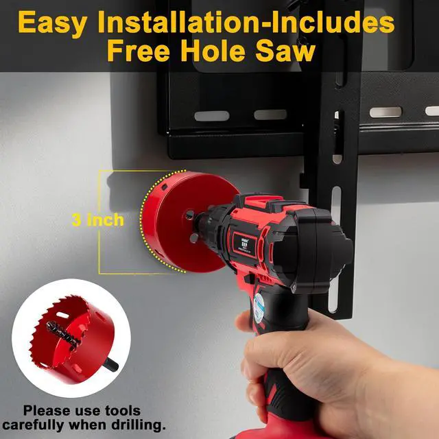 Alt view image 4 of 6 - in-Wall Cable Management Kit for TV, White TV Cord Hider for Wall Mounted TV, Behind Wall Cable Management Kit, Cord Concealer Kits with 2 Wire Pass Throughs and 1 Hole Saw Drill Attachmen