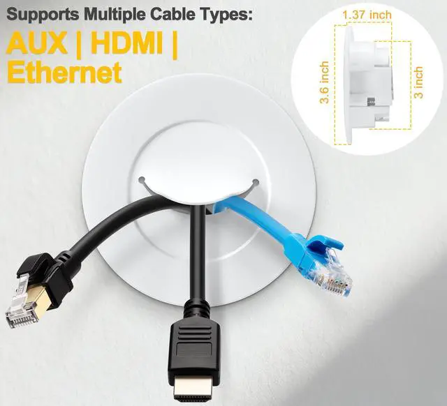 Alt view image 5 of 6 - in-Wall Cable Management Kit for TV, White TV Cord Hider for Wall Mounted TV, Behind Wall Cable Management Kit, Cord Concealer Kits with 2 Wire Pass Throughs and 1 Hole Saw Drill Attachmen