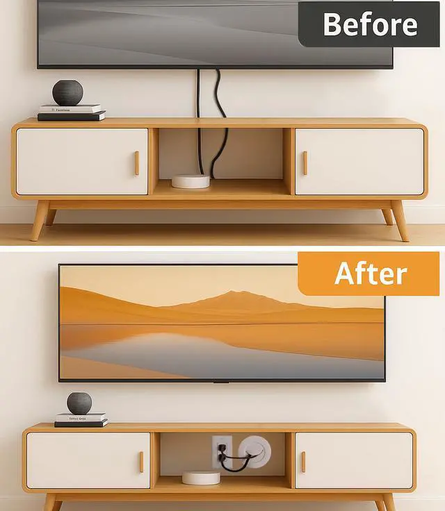 Alt view image 6 of 6 - in-Wall Cable Management Kit for TV, White TV Cord Hider for Wall Mounted TV, Behind Wall Cable Management Kit, Cord Concealer Kits with 2 Wire Pass Throughs and 1 Hole Saw Drill Attachmen