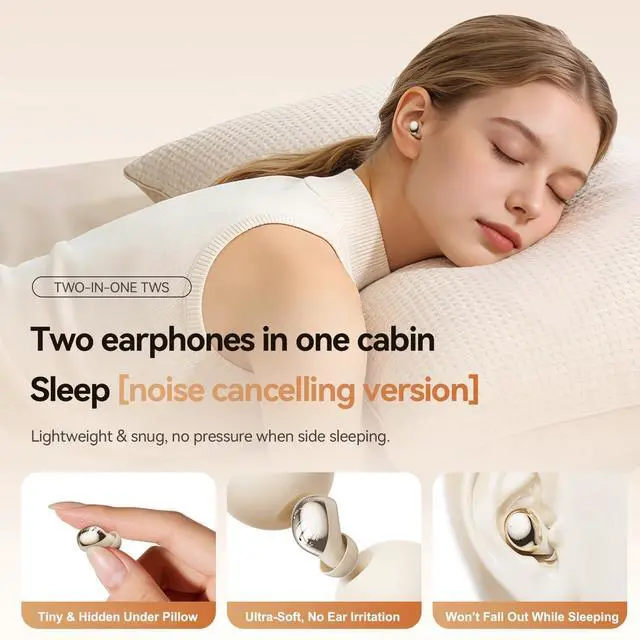 Alt view image 4 of 7 - Wireless Clip-On Open Earbuds, Butterfly Earring Bluetooth Headphones with Heart-Shaped Charging Case & Makeup Mirror, 42H Playtime, Lightweight Earphones for Women, Sports, Gifts