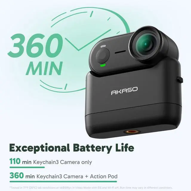 Alt view image 7 of 7 - Keychain3 4K Thumb Action Camera - Hands-Free POVs (64GB, Black) | Tiny Body Camera, Mount Anywhere, Stabilization, Pet POV, 360 Min Battery Life, 9.8ft Waterproof Portable Vlogging Camera