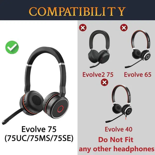 Alt view image 2 of 7 - Cooling Ear Cushions for Jabra Evolve 75 - Black | (Not Fit Evolve2 75), Earpads for Evolve 75(75UC 75MS 75SE) On-ear Headphones