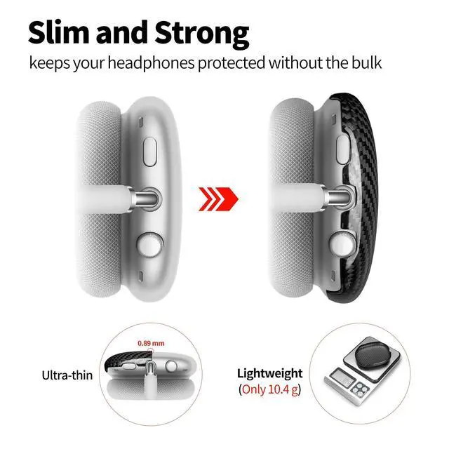 Alt view image 2 of 5 - Carbon Fiber Case Cover Compatible with AirPods Max | Ear Cups Covers,Hard Protective Anti-Scratch case Compatible with AirPods Max 2/1,Glossy Black