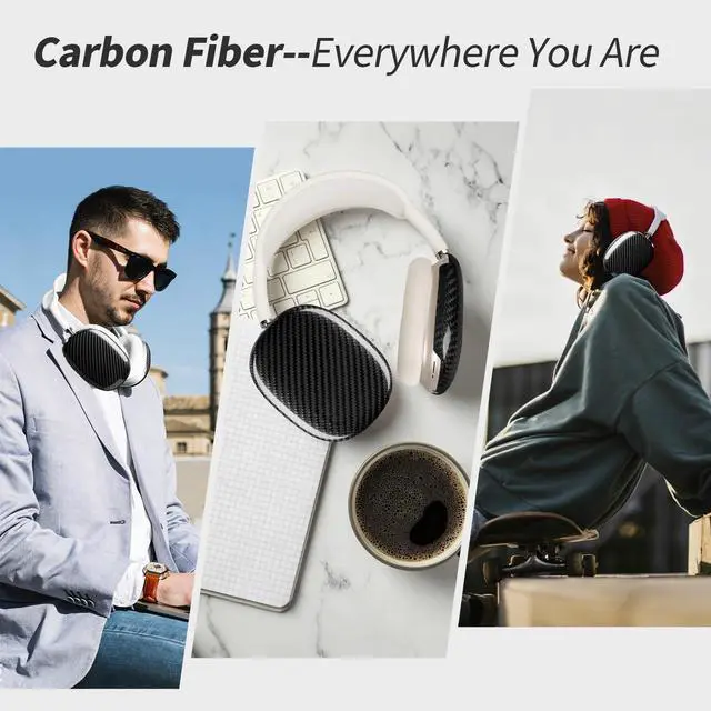 Alt view image 5 of 5 - Carbon Fiber Case Cover Compatible with AirPods Max | Ear Cups Covers,Hard Protective Anti-Scratch case Compatible with AirPods Max 2/1,Glossy Black