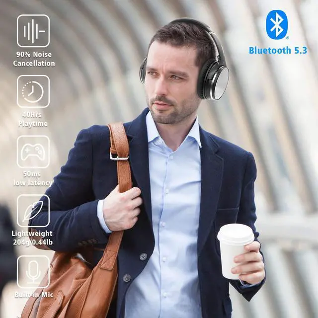 Alt view image 2 of 7 - NiceComfort 25Pro Active Noise Cancelling Headphones Wireless Bluetooth Headset with Game Mode