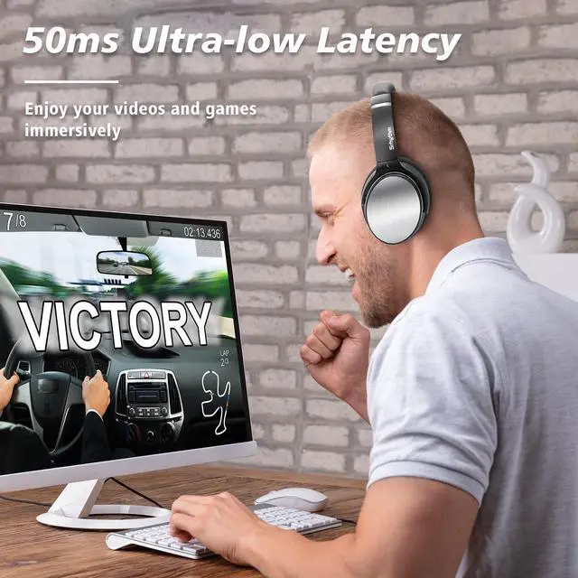 Alt view image 4 of 7 - NiceComfort 25Pro Active Noise Cancelling Headphones Wireless Bluetooth Headset with Game Mode