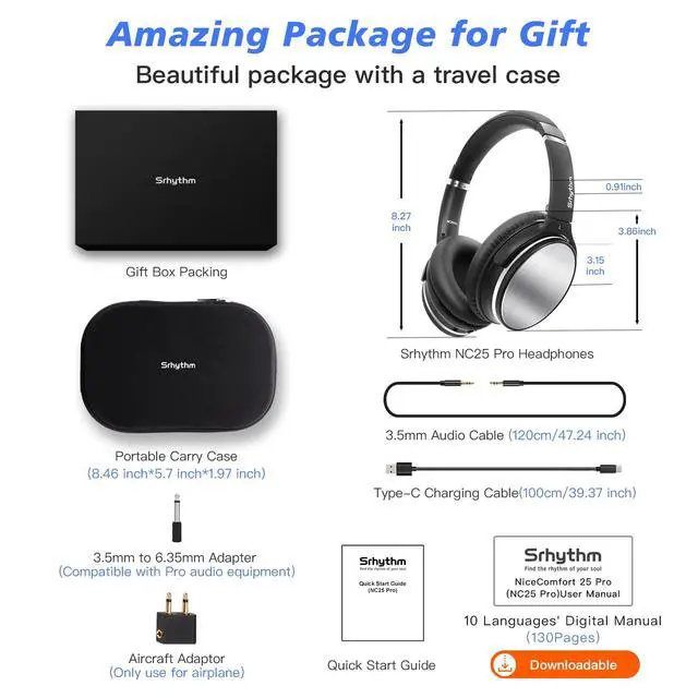 Alt view image 5 of 7 - NiceComfort 25Pro Active Noise Cancelling Headphones Wireless Bluetooth Headset with Game Mode