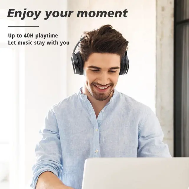 Alt view image 6 of 7 - NiceComfort 25Pro Active Noise Cancelling Headphones Wireless Bluetooth Headset with Game Mode