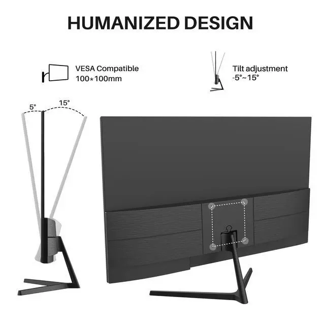 Alt view image 7 of 7 - Computer Monitors 27 inch 100Hz IPS USB Type-C FHD 1080P HDR10 Built-in Speakers HDMI DP Game RTS/FPS tilt Adjustable for Working and Gaming (ES-27X3 Type-C Cable & HDMI Cable Included)