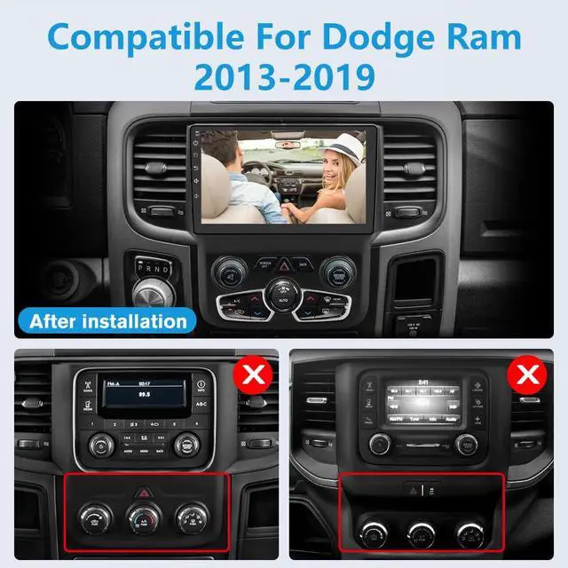 Alt view image 2 of 7 - Car Radio for Dodge Ram 1500 2500 2013-2019 CarPlay/Android Auto | 5G WIFI GPS DSP RDS,9" HD IPS Display Support Cargo Rearview BT 5.0 AM/FM Auto AC 2GB+32GB with Backup Camera