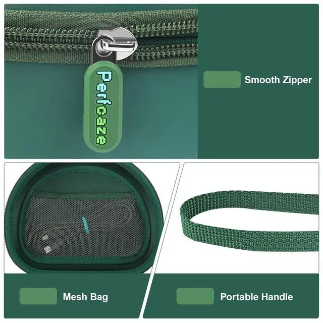 Alt view image 5 of 7 - Hard Headphone Case for JLab JBuds Lux ANC/Raycon The Everyday, Green | Foldable Over-Ear Headphones Travel Carrying Case,Mesh Pocket,Hard Eva Shell