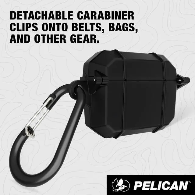 Alt view image 4 of 5 - Marine Series - AirPods Pro 3 Case w/Detachable Carabiner - Black | Compatible with Wireless Charging - IP68 Waterproof Heavy Duty Armor Case for AirPods Pro 3 with MIL-Grade Drop Protection