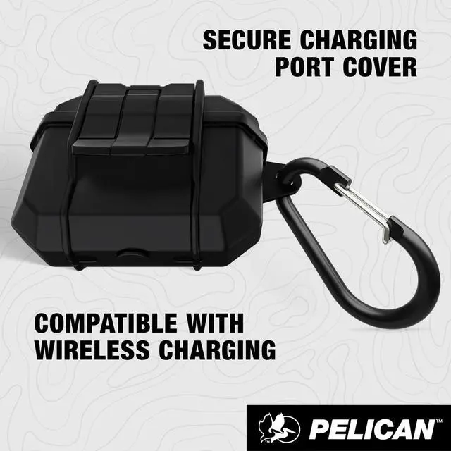 Alt view image 5 of 5 - Marine Series - AirPods Pro 3 Case w/Detachable Carabiner - Black | Compatible with Wireless Charging - IP68 Waterproof Heavy Duty Armor Case for AirPods Pro 3 with MIL-Grade Drop Protection