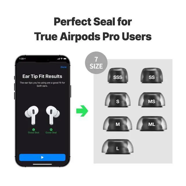 Alt view image 5 of 7 - Crystal for Airpods Pro 1st & 2nd Gen (SSS/SS/S) Airpod Pro Ear Tip Replacement Airpod Pro Tips with Premium Silicone