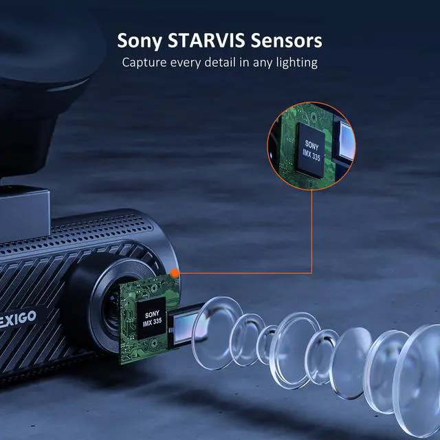 Alt view image 4 of 7 - 3 Channel Dash Cam with Rotatable Interior/Front Camera, Sony_Sensors, Front and Rear with Cabin, 4K/2K-1440P+1080P+1080P, Super Night Vision, 24H Parking Mode, GPS, WiFi, 128G SD Card Included