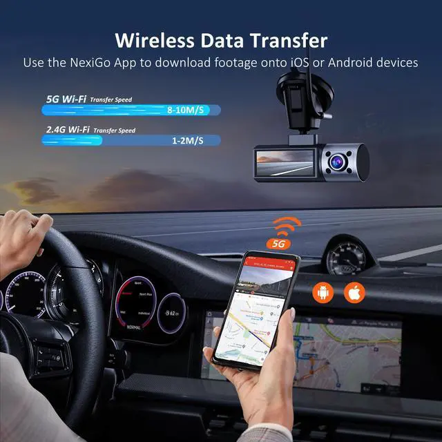 Alt view image 6 of 7 - 3 Channel Dash Cam with Rotatable Interior/Front Camera, Sony_Sensors, Front and Rear with Cabin, 4K/2K-1440P+1080P+1080P, Super Night Vision, 24H Parking Mode, GPS, WiFi, 128G SD Card Included