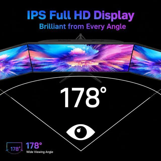 Alt view image 5 of 7 - 24 Inch Gaming Monitor, FHD 1080P IPS Display, 100Hz Computer Monitor, 3ms MPRT, Built-in Speakers, HDMI & DisplayPort, VESA Mount, Low Blue Light, Flicker-Free, 16.7M Colors