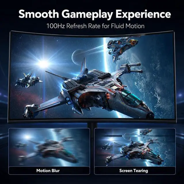 Alt view image 4 of 7 - 24 Inch Gaming Monitor, FHD 1080P IPS Display, 100Hz Computer Monitor, 3ms MPRT, Built-in Speakers, HDMI & DisplayPort, VESA Mount, Low Blue Light, Flicker-Free, 16.7M Colors