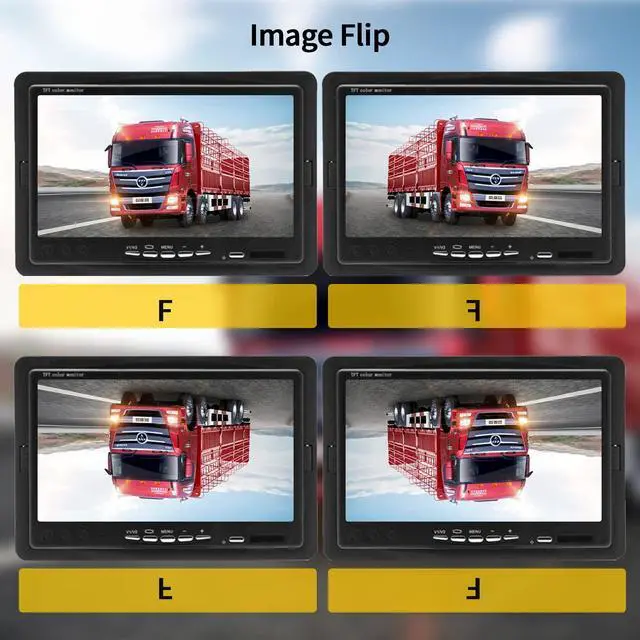 Alt view image 4 of 7 - Dual Backup Camera Monitor System for Truck, RVs,-7 Inch LCD Screen with 2 Cameras, IP68 Waterproof, 18IR Night Vision, Rear View Camera 4-Pin Cable for Car, Trailer/Bus/Van/Caravan (12V-24V)