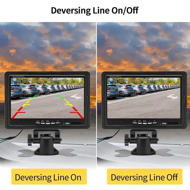 Alt view image 5 of 7 - Dual Backup Camera Monitor System for Truck, RVs,-7 Inch LCD Screen with 2 Cameras, IP68 Waterproof, 18IR Night Vision, Rear View Camera 4-Pin Cable for Car, Trailer/Bus/Van/Caravan (12V-24V)