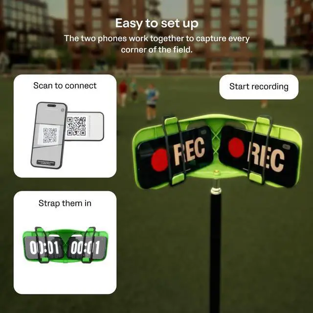 Alt view image 4 of 6 - Go Kit - AI Sports Recording Rig with Tripod | iOS 17+ Required | Phone rig for 2 iOS 17+ devices | AI follow-cam | Smart highlights | 1 month subscription included