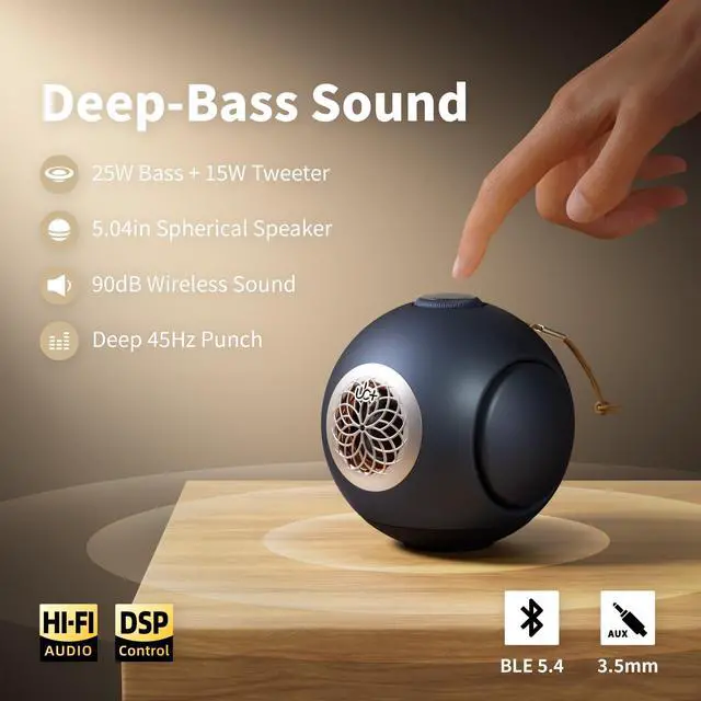 Alt view image 5 of 7 - dBMiNi Waterproof Portable Bluetooth Speaker, 40W Peak Dual Subwoofers Deep Bass Wireless Speaker for Outdoor/Garage/Home/Office, IPX5 Rugged Travel Speaker (Graphite Grey)