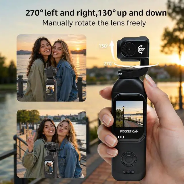 Alt view image 4 of 7 - 1080P Vlogging Camera with Rotating Lens, WiFi App & 32GB Card | Charging Case, One-Button Recording for Travel and Daily Life