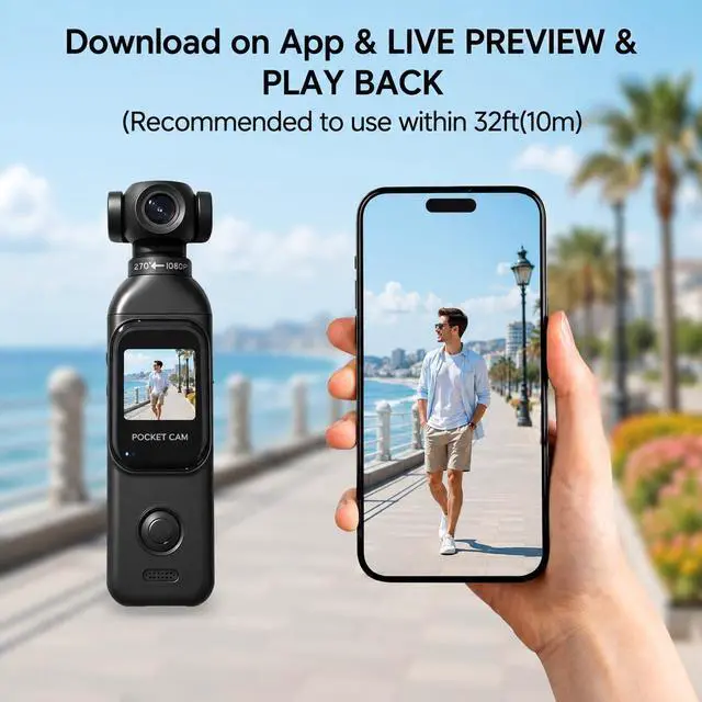 Alt view image 7 of 7 - 1080P Vlogging Camera with Rotating Lens, WiFi App & 32GB Card | Charging Case, One-Button Recording for Travel and Daily Life