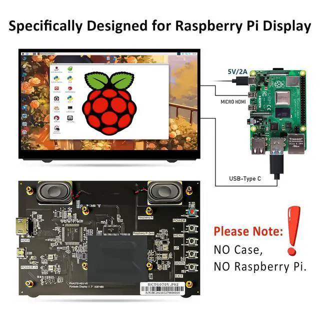 Alt view image 3 of 7 - 7'' Raspberry Pi Display,800x480 HDMI Mini Small Monitor with Dual-Speaker,LCD Screen for Raspberry Pi 4/3/2/Zero/B/B+ Win11/10/8/7 (Non-Touch)