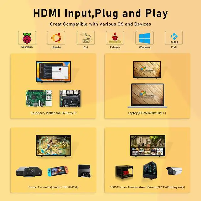 Alt view image 5 of 7 - 7'' Raspberry Pi Display,800x480 HDMI Mini Small Monitor with Dual-Speaker,LCD Screen for Raspberry Pi 4/3/2/Zero/B/B+ Win11/10/8/7 (Non-Touch)