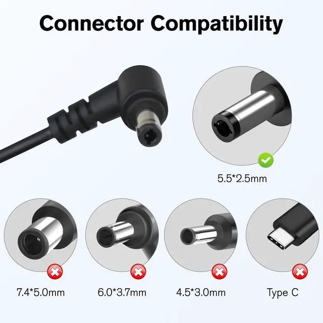 Alt view image 3 of 7 - 19V 120W UL Listed Charger for Mini PC GEEKOM Mini IT13 Replacement Charger for ACEMAGICIAN AD08 Desktop Computer Adapter Connector Type 5.5x2.5mm Power Supply Cord Charger