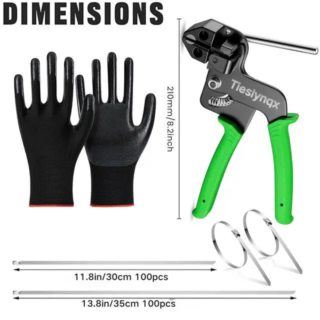 Alt view image 2 of 7 - StainlessSteel Cable Tie Gun Set with 200PCS Ties - Special Tool For Fastening And Cutting Metal Cable Ties- Ideal for Chain Link Fence, Dog Fence,Outdoor Fencing, Exhaust Pipe