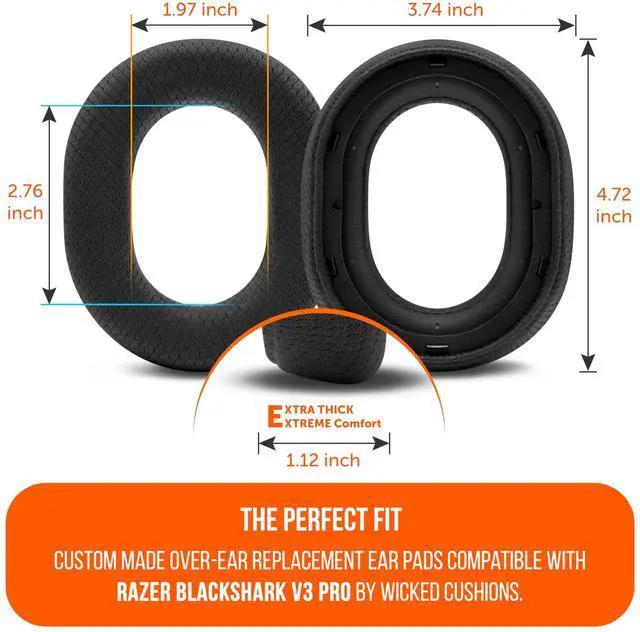 Alt view image 5 of 7 - Freeze Blackshark V3 Pro Cooling Gel Earpads Compatible with Razer BlackShark V3 Pro by Wicked Cushions | Enhanced Comfort, Cooling Gel Technology, Extra Thick | Black