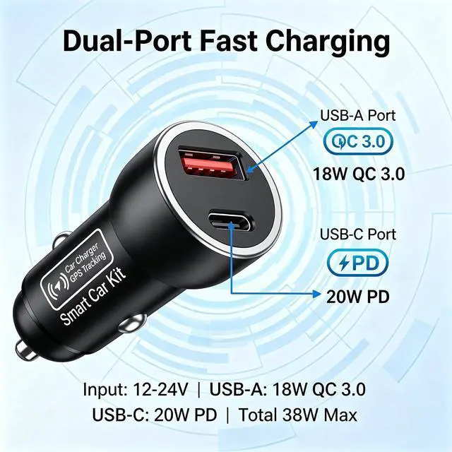 Alt view image 4 of 7 - Car GPS Tracker & Charger, GPS Tracker for Vehicles, GPS Locator for Anti-Theft & Real-Time Parking Location, No Monthly Fee, No SIM Card, Only with iOS, Perfect for Cars Trucks Family Fleets