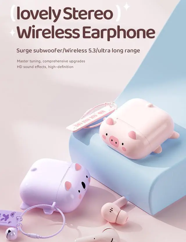 Alt view image 3 of 7 - Cute Kids True Wireless Earbuds Girls Ear Buds for Kids for School Earphones with Case for iPhone Android Kawaii Headphones Kid Bluetooht Earbuds for Small Ear Canals Women