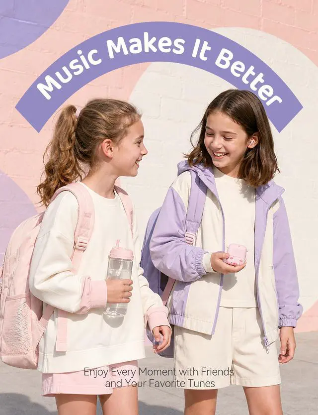 Alt view image 4 of 7 - Cute Kids True Wireless Earbuds Girls Ear Buds for Kids for School Earphones with Case for iPhone Android Kawaii Headphones Kid Bluetooht Earbuds for Small Ear Canals Women
