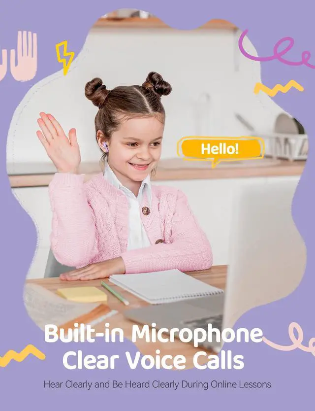 Alt view image 6 of 7 - Cute Kids True Wireless Earbuds Girls Ear Buds for Kids for School Earphones with Case for iPhone Android Kawaii Headphones Kid Bluetooht Earbuds for Small Ear Canals Women