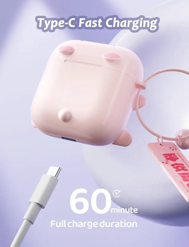 Alt view image 7 of 7 - Cute Kids True Wireless Earbuds Girls Ear Buds for Kids for School Earphones with Case for iPhone Android Kawaii Headphones Kid Bluetooht Earbuds for Small Ear Canals Women