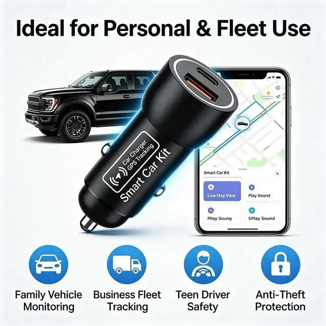 Alt view image 7 of 7 - Car GPS Tracker & Charger, GPS Tracker for Vehicles, GPS Locator for Anti-Theft & Real-Time Parking Location, No Monthly Fee, No SIM Card, Only with iOS, Perfect for Cars Trucks Family Fleets