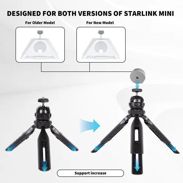 Alt view image 3 of 7 - Foldable Aluminum Tripod Stand for Starlink Mini, Portable Satellite Mount with 360° Swivel Ball Head, Adjustable Holder for Camping, RV, Travel & Outdoor Activities