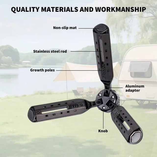 Alt view image 6 of 7 - Foldable Aluminum Tripod Stand for Starlink Mini, Portable Satellite Mount with 360° Swivel Ball Head, Adjustable Holder for Camping, RV, Travel & Outdoor Activities