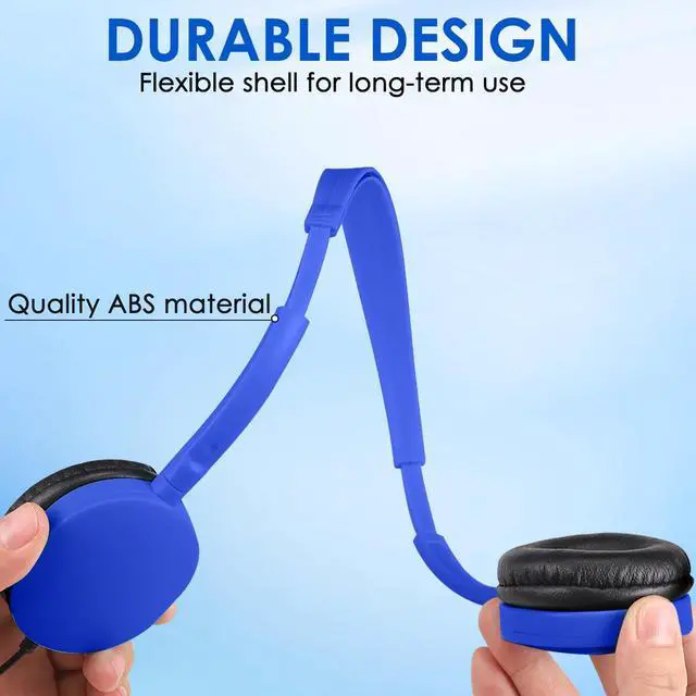 Alt view image 3 of 7 - 25 Pack Bulk Headphones for Kids Classroom School Students, Wholesale Wired Durable On-Ear Headphones for Children Teen Boys Girls Toddler Adult(Blue, 25 Pack)