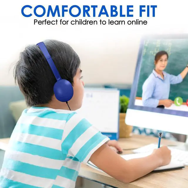 Alt view image 4 of 7 - 25 Pack Bulk Headphones for Kids Classroom School Students, Wholesale Wired Durable On-Ear Headphones for Children Teen Boys Girls Toddler Adult(Blue, 25 Pack)